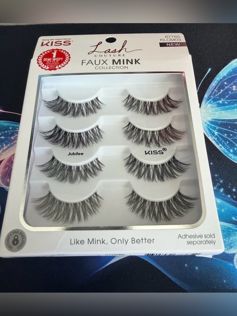 Kiss Faux Mink False Eyelashes - Black (Demi Wispy, Set of 4)
